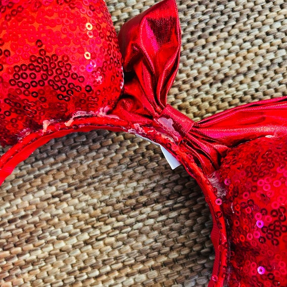 Disney Red with White Hearts Sequin Bow Headband - Picture 5 of 7